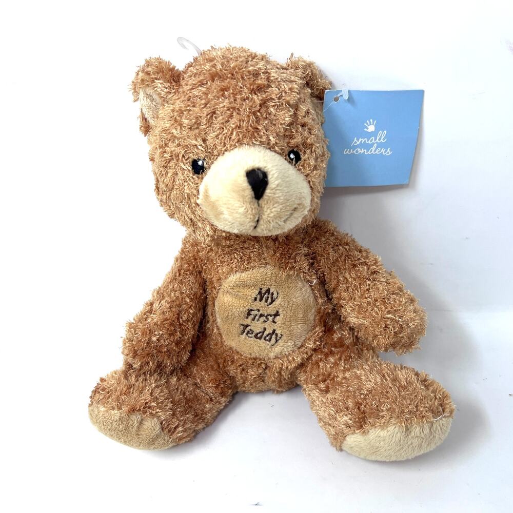 Small Wonders My‎ First Teddy 7" Seated Brown Bear Lovey NOS with Tags